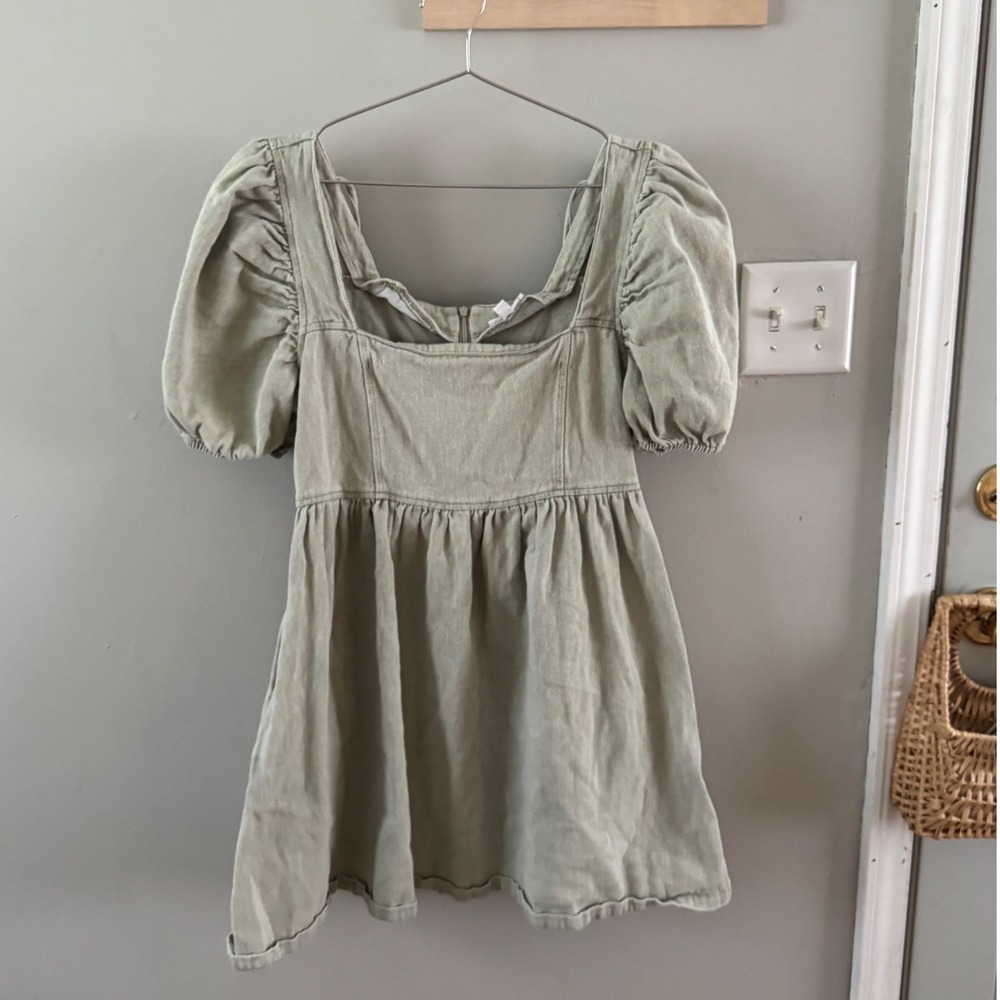 mittoshop denim puff sleeve dress